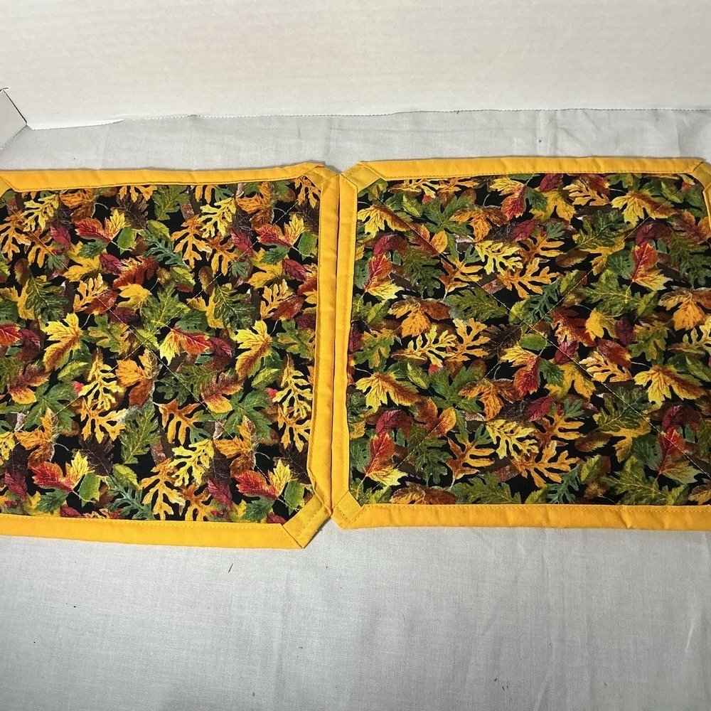 Handmade Set Of 2 Heat Resistant Potholders Seasonal/fall Pattern